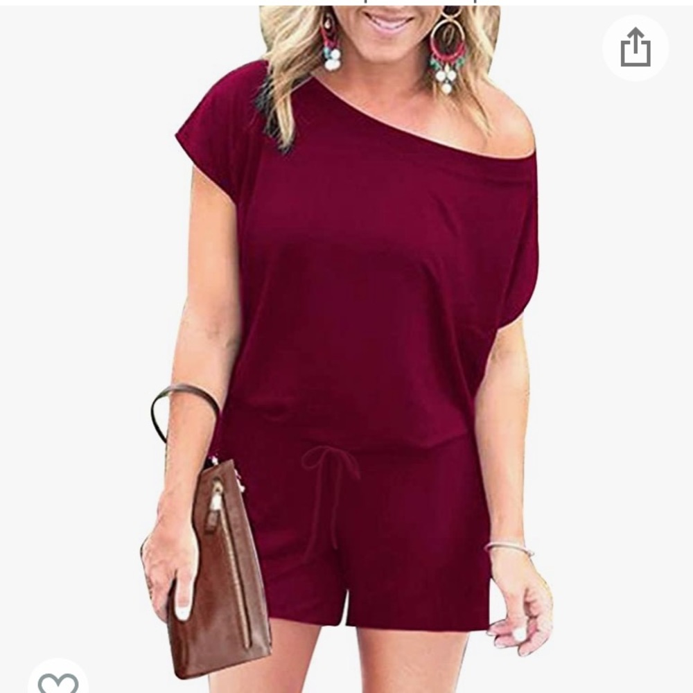 XL Summer Casual Off Shoulder Short Sleeve Shorts Loose Jumpsuit Rompers